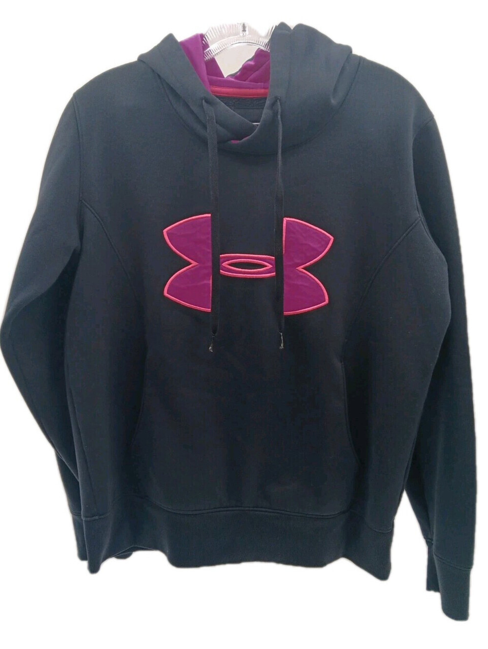 Under Armour Cold Gear Hoodie Women's Medium Black Semi-Fitted Embroidered Gym